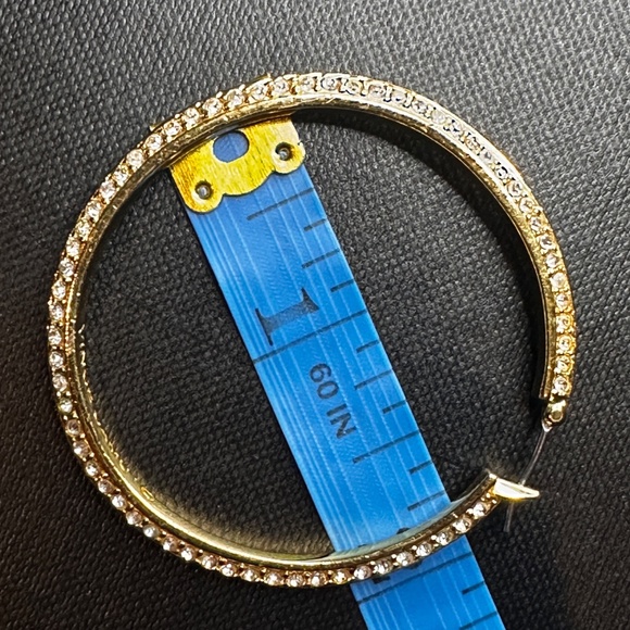 Gold Pavé Hoop Earrings - Picture 3 of 4